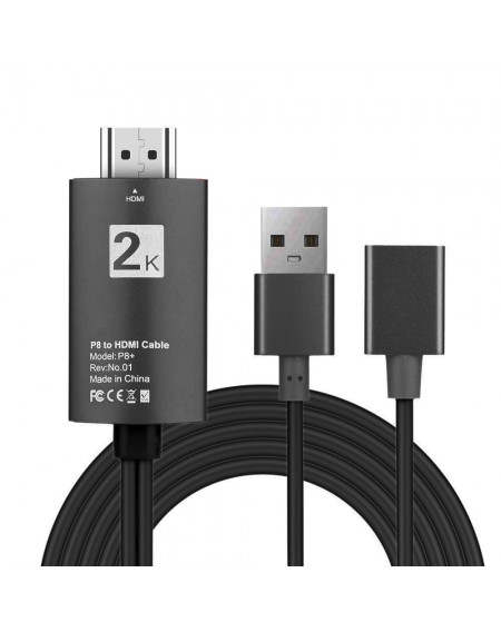 POWERTECH Καλώδιο USB (F) σε HDMI CAB-H080 με USB τροφοδοσία, 1m, μαύρο