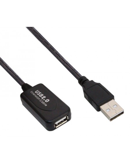 POWERTECH καλώδιο USB αρσενικό σε θηλυκό με ενισχυτή CAB-U054 15m, μαύρο