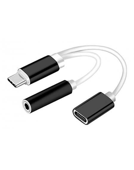 POWERTECH αντάπτορας USB-C σε USB-C & 3.5mm θηλυκό CAB-UC030, λευκός