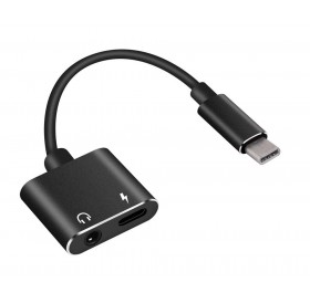 POWERTECH αντάπτορας USB-C σε USB-C & 3.5mm θηλυκό CAB-UC031, μαύρος