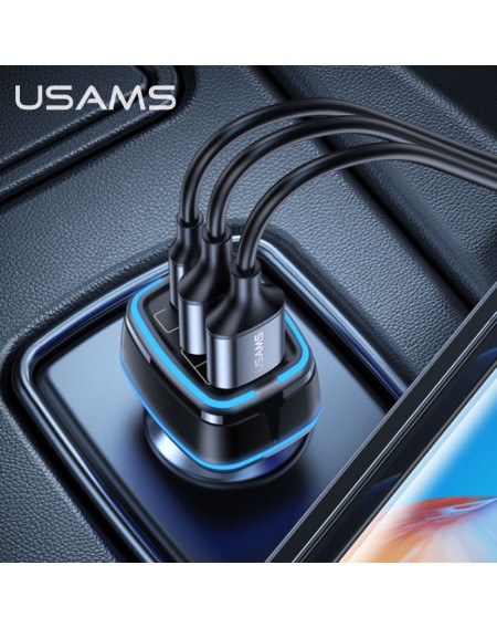 USAMS USB φορτιστής αυτοκινήτου, US-CC126, 3x USB, 80W, μαύρος