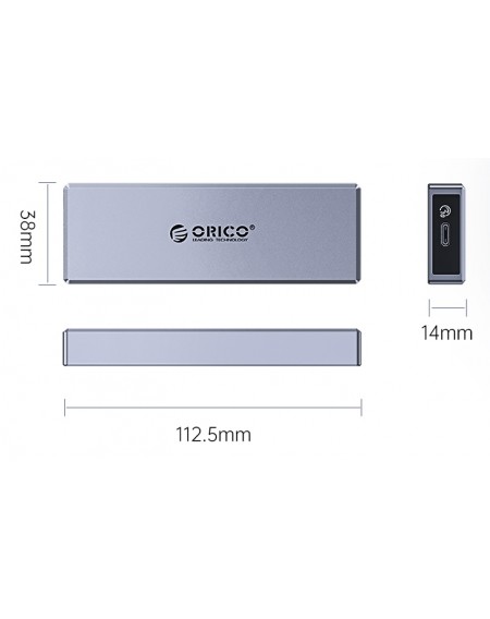 ORICO θήκη για Μ.2 NVMe SSD CM2C3-G2-GY-BP, 10Gbps, έως 4TB, γκρι