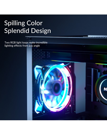 ORICO LED ανεμιστήρας CSF-2SY-4P, 120mm, 4pin & 3pin, dual ring RGB