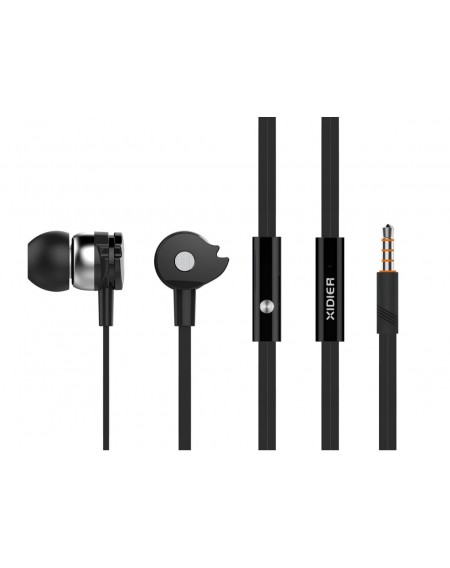 CELEBRAT Earphones με μικρόφωνο D1, 10mm, 3,5mm, 1.2m flat, μαύρα