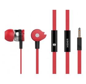 CELEBRAT Earphones με μικρόφωνο D1, 10mm, 3.5mm, 1.2m flat, κόκκινα