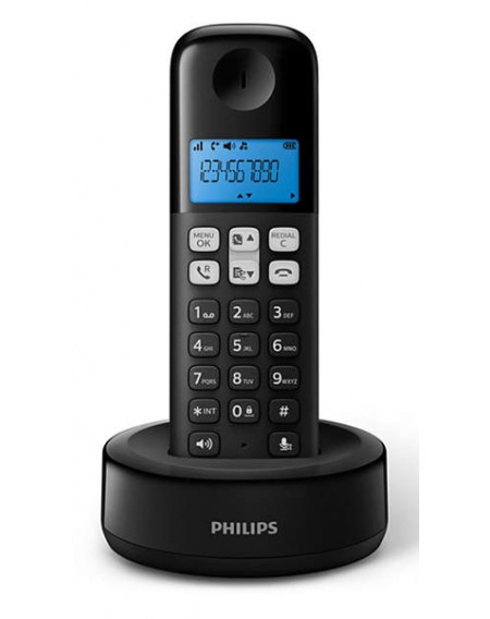 PHILIPS ασύρματο τηλέφωνο D1611B/34, με ελληνικό μενού, μαύρο