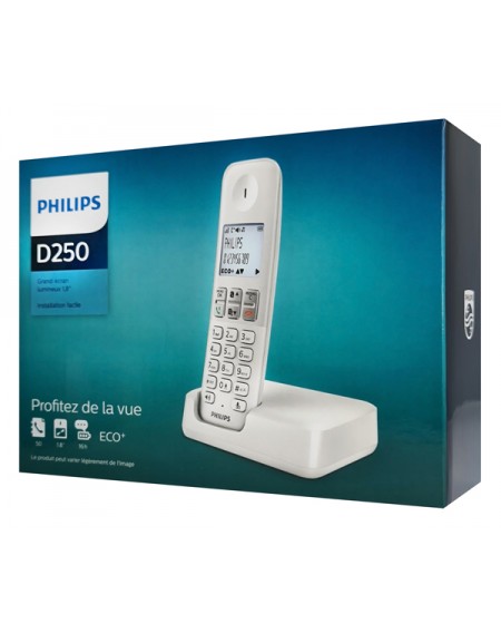 PHILIPS ασύρματο τηλέφωνο D2501W-34, με ελληνικό μενού, λευκό
