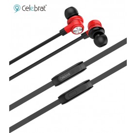 CELEBRAT earphones με μικρόφωνο D9, 10mm, 3.5mm, 1.2m, κόκκινα