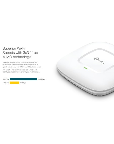 TP-LINK Wi-Fi access point EAP245 AC1750 Dual Band, Ceiling Mount, V. 3