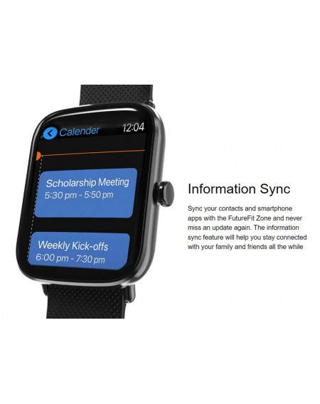 HIFUTURE smartwatch FutureFit Zone, 1.69", IP68, heart rate, μαύρο