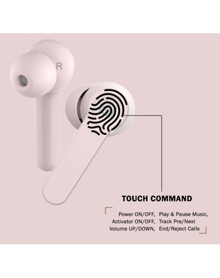 HIFUTURE earphones FlyBuds, true wireless, με θήκη φόρτισης, ροζ