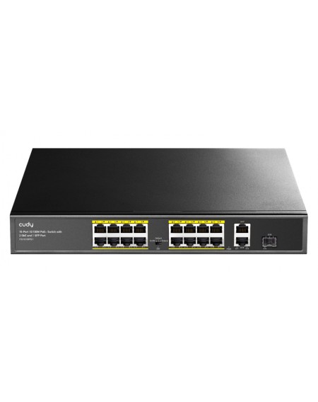 CUDY PoE+ switch FS1018PS1, 16-port 10/100M PoE+, SFP & 2x uplink, 200W