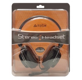 A4TECH Headset HS-28, 3.5mm, 40mm ακουστικά, stereo, μαύρα