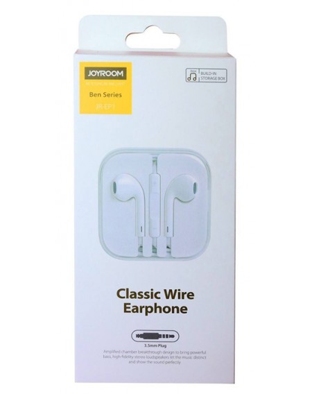 JOYROOM earphones JR-EP1, 3.5mm, λευκά