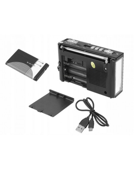 HMIK φορητό ραδιόφωνο & ηχείο MK-918 με φακό, USB/TF/AUX, μαύρο