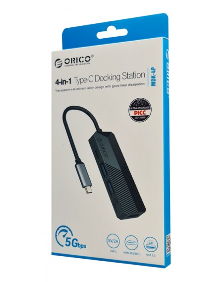ORICO docking station MDK-4P, HDMI/USB-C/2x USB, 2A, 4K, μαύρο