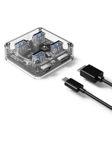 ORICO USB hub MH4U-U3, 4x USB, 5Gbps, διάφανο