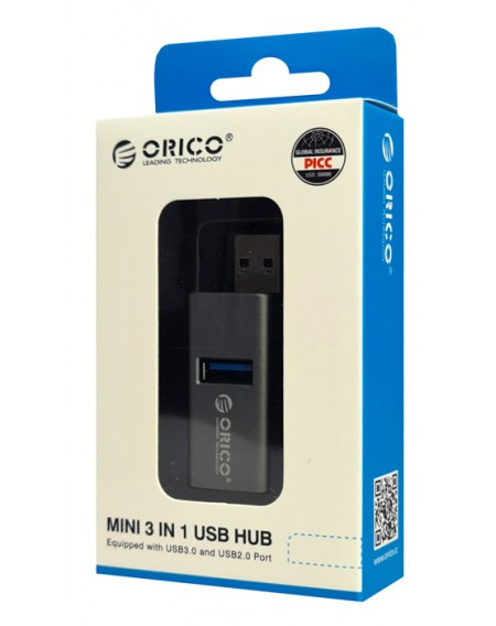 ORICO mini USB hub MINI-U32L, 3x USB ports, μαύρο