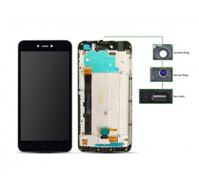 LCD για Xiaomi Note 5A, Camera-Sensor ring, ear mesh, frame, Black