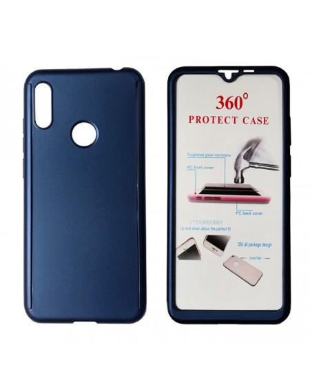 POWERTECH Θήκη Body 360° με Tempered Glass για Huawei Y6/Pro 2019, μπλε