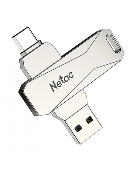 NETAC USB Flash Drive U782C, 128GB, USB 3.0 & USB Type-C, OTG, ασημί