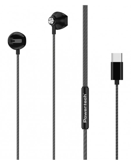 POWERTECH earphones με μικρόφωνο Prime, USB-C, 1.2m, μαύρα