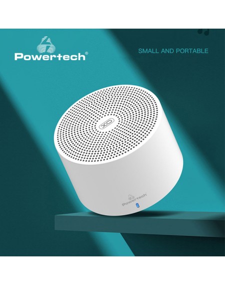 POWERTECH φορητό ηχείο PT-1037, 4W, Bluetooth 5.0, 300mAh, λευκό