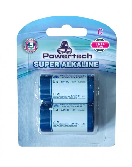 POWERTECH SUPER Αλκαλική μπαταρία LR14, 1.5V, 2τμχ