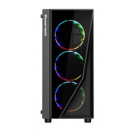 POWERTECH Gaming case PT-743, tempered glass, 4x 120mm fans (3x RGB)