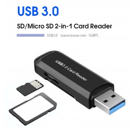 POWERTECH mini card reader USB 3.0 PT-892, SD card, μαύρος