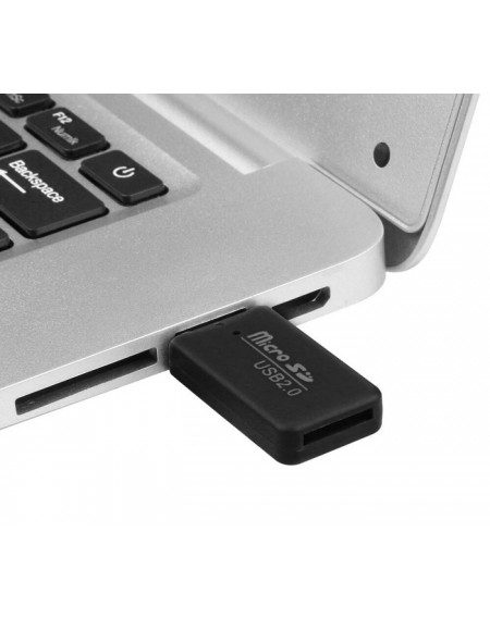 POWERTECH mini card reader PT-893, Micro SD card, μαύρος