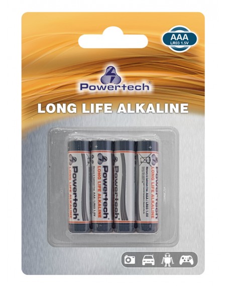 POWERTECH Long Life Αλκαλικές μπαταρίες PT-942, AAA LR03 1.5V, 4τμχ