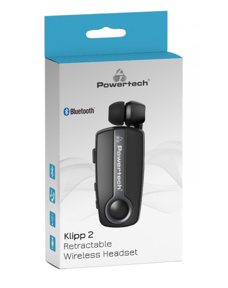 POWERTECH Bluetooth earphone Klipp 2 PT-998, multipoint, BT V5.1, γκρι