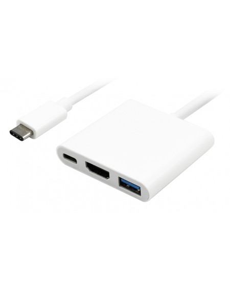 POWERTECH αντάπτορας Type-C σε HDMI + Type-C + USB 3.0 PTH-042 4K, λευκό
