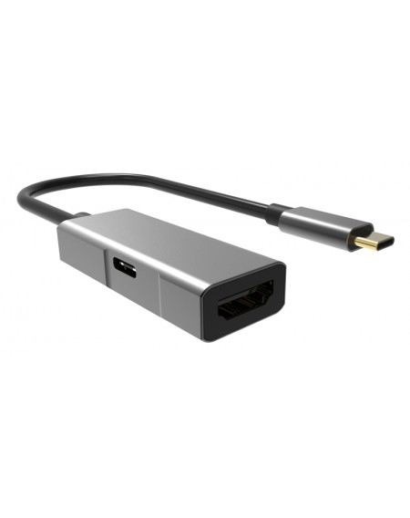 POWERTECH αντάπτορας USB Type-C σε HDMI + PD PTH-055, 4K, γκρι