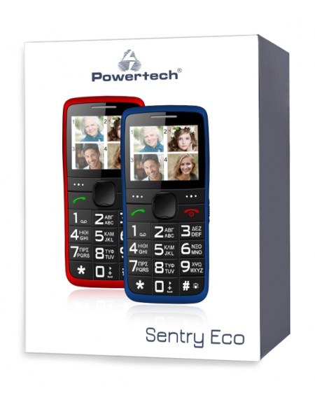 POWERTECH Κινητό Τηλέφωνο Sentry Eco PTM-25, SOS Call, με φακό, κόκκινο