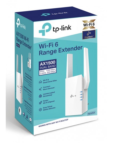 TP-LINK WiFi 6 range extender RE505X, AX1500 dual-band, Ver: 1.0