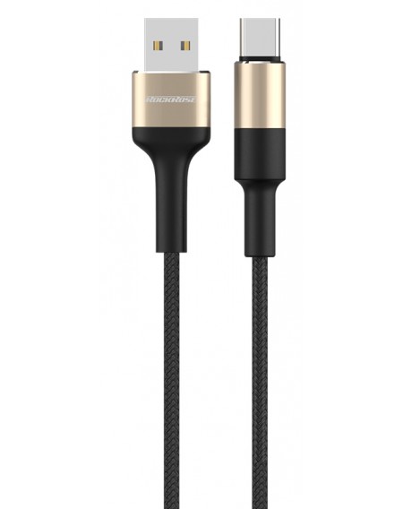 ROCKROSE καλώδιο USB σε USB Type-C Acacia AC, 2.4A 12W, 1m, χρυσό-μαύρο