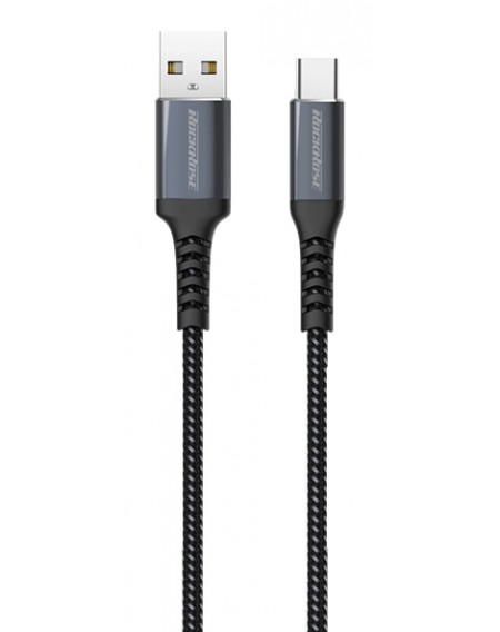 ROCKROSE καλώδιο USB σε USB Type-C Powerline AC, 3A 15W, 1m, μαύρο-μπλε