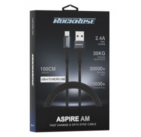 ROCKROSE καλώδιο USB σε Micro USB Aspire AM, 2.4A, 1m, μαύρο