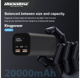 ROCKROSE power bank RRPB21, 20000mAh, 2x USB & USB Type-C, 52.5W, γκρι