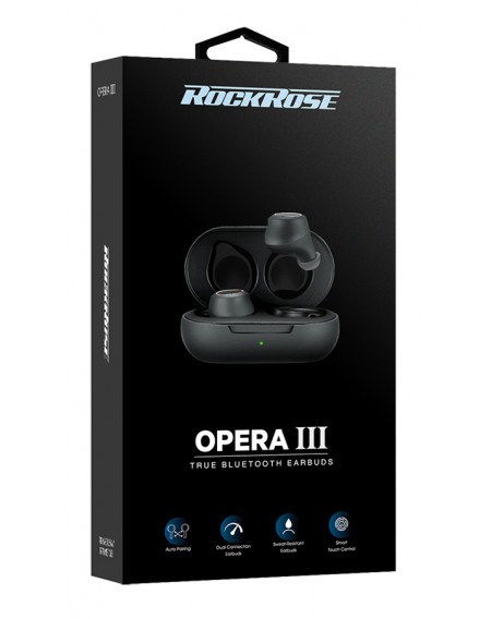 ROCKROSE earbuds Opera III με θήκη φόρτισης, True Wireless, μαύρα