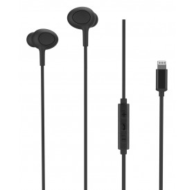 ROCKROSE earphones με μικρόφωνο Siren LT, Lightning, 1.2m, μαύρα