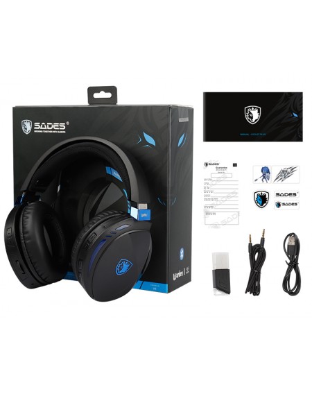 SADES gaming headset Warden I, wireless & wired. multiplatform BT, μαύρο