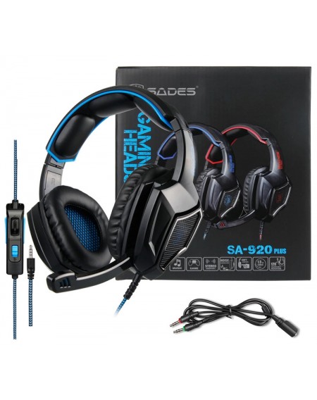 SADES gaming headset SA-920 Plus, 3.5mm, 40mm, μπλε