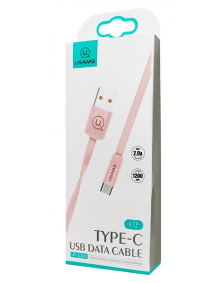 USAMS Καλώδιο USB σε Type-C US-SJ200, 1.2m, ροζ