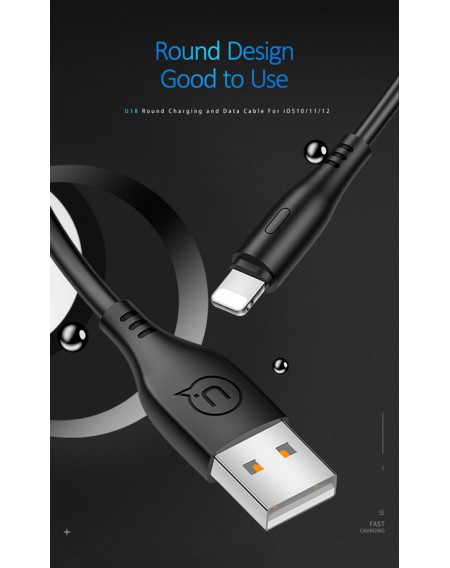 USAMS καλώδιο Lightning σε USB US-SJ266, 2A, 1m, μαύρο