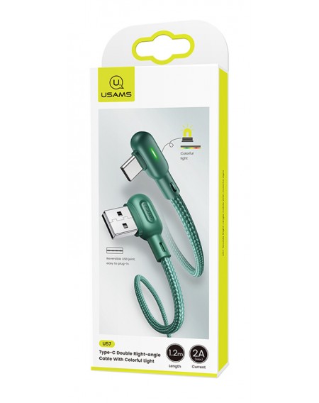 USAMS καλώδιο USB-C σε USB US-SJ457, 2.1A, γωνιακό, 1.2m, πράσινο