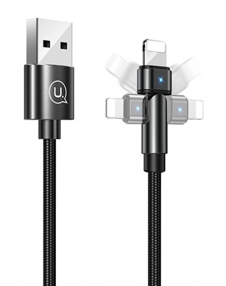 USAMS καλώδιο Lightning σε USB US-SJ476, περιστρεφόμενο, 2.1A, 1m, μαύρο