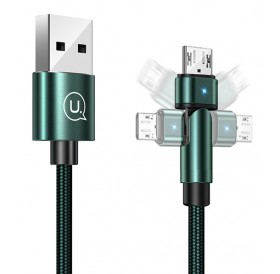 USAMS καλώδιο Micro USB σε USB SJ478, περιστρεφόμενο, 2A, 1m, πράσινο